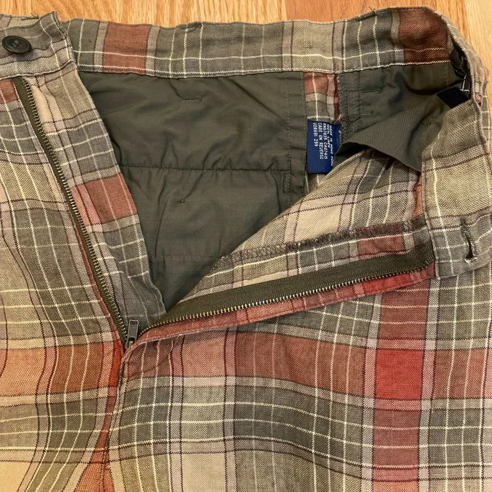 Nautica Skipper Plaid 100% Linen Pleated Shorts Men's Size 34 - Picture 5 of 8